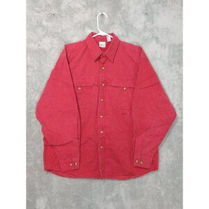 REI Shirt Mens Large Red Canvas Button Up Long Sleeve Heavyweight Vintage